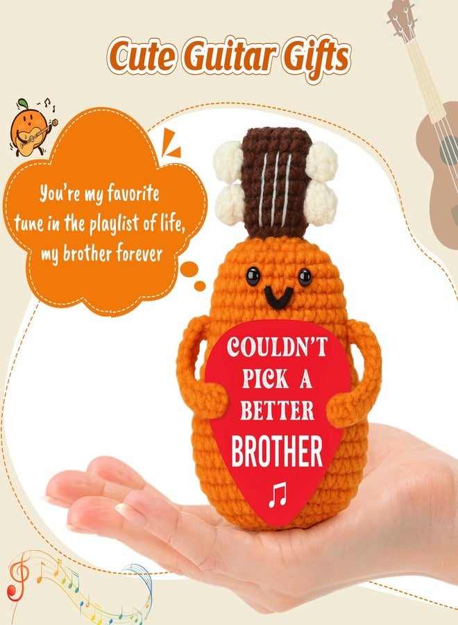 Hweijm Handmade Crochet Guitar Gift for Brother Birthday, Unique Funny Music Lover Keepsake, Collectible Mini Guitarist Present for Men, Thoughtful Graduation from Sibling - Image 2